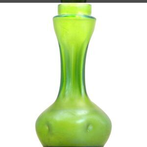 Antique Loetz Austrian Green Art  Glass Unique Deco 20s Vase 6.6 Inch
